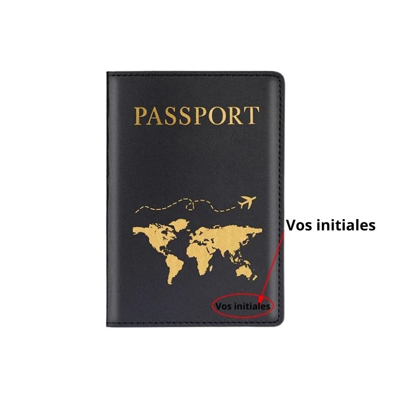 etui passeport personnalisable - Noir