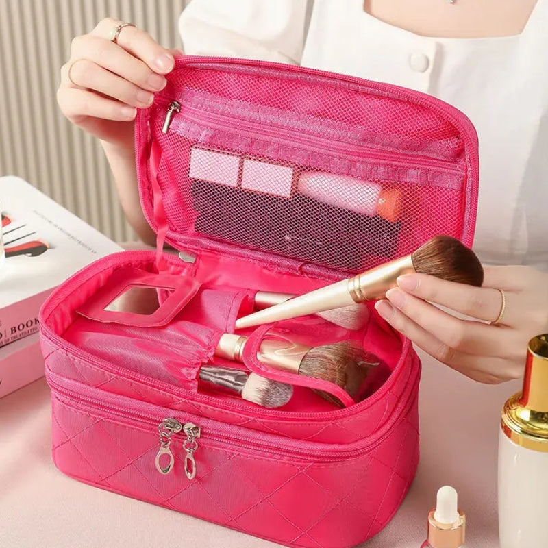 Trousse de Toilette Cosmétiques compartiment ouvert - Noir - Rose - Fuchsia