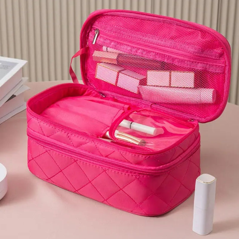 Trousse de Toilette Cosmétiques compartiment ouvert - Noir - Rose - Fuchsia