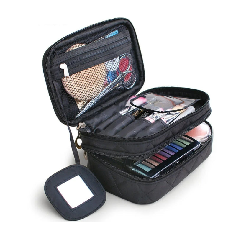 Trousse de Toilette Cosmétiques compartiment ouvert - Noir - Rose - Fuchsia