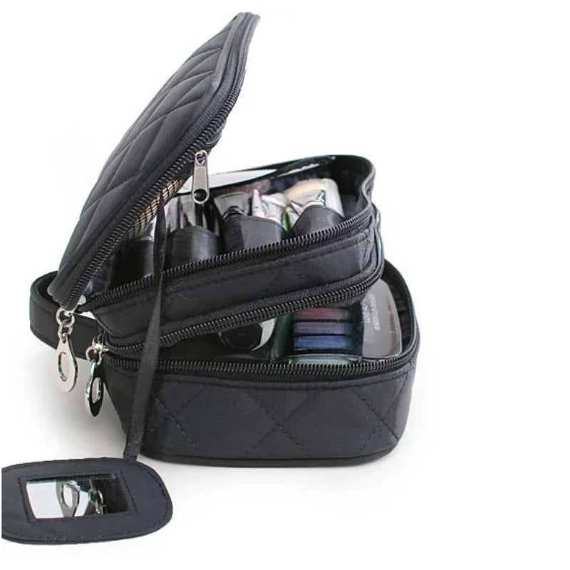 Trousse de Toilette Cosmétiques compartiment ouvert - Noir - Rose - Fuchsia
