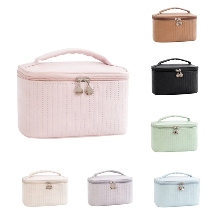 Vanity Trousse de Toilette Maquillage cinq tailles alignées - Beige - Noir - Bleu - Gris - Rose - Marron - Vert