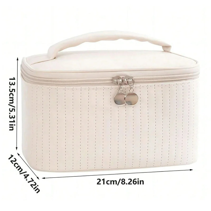 Vanity Trousse de Toilette Maquillage gros plan fermeture zippée - Beige - Noir - Bleu - Gris - Rose - Marron - Vert