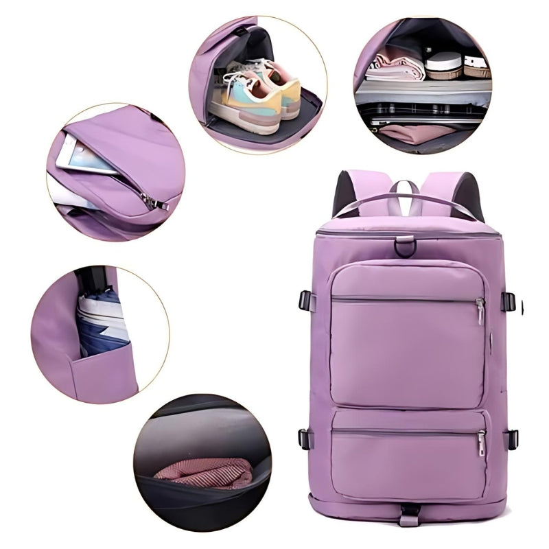 Sac de Voyage Femme Grand Format compartiment ouvert - Bleu Marine - Noir - Bleu Ciel - Gris - Violet - Rose