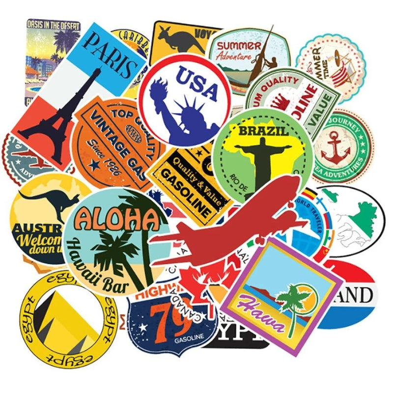 autocollant de valise voyage - 10 Pièces