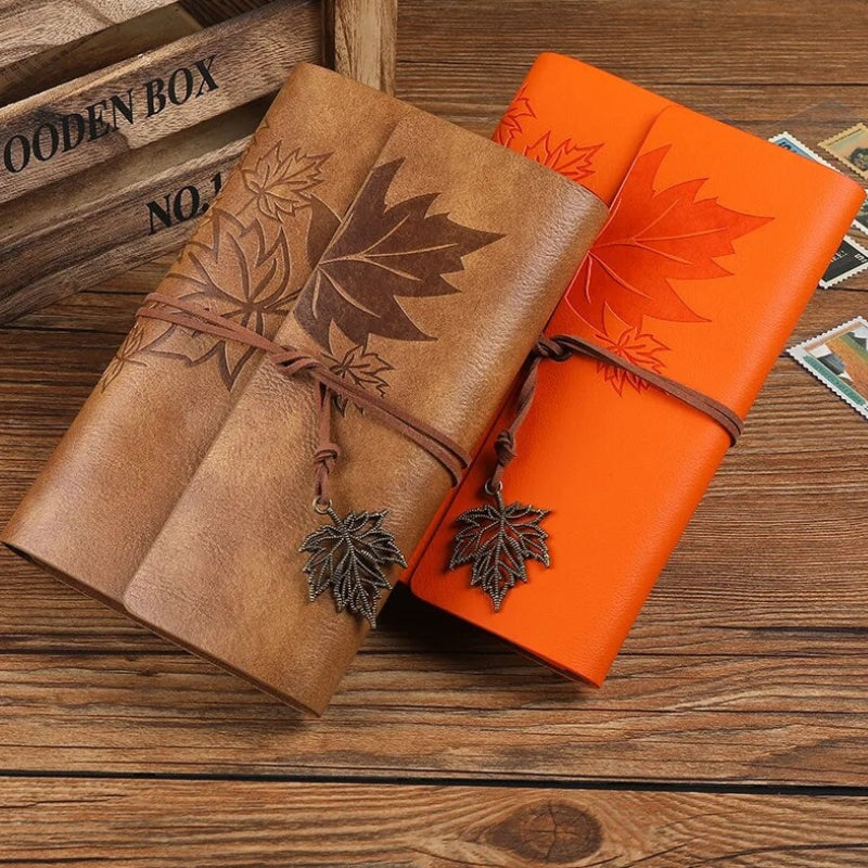 carnet de voyage rechargeable - Marron Clair - Marron Foncé - Marron - Bleu Ciel - Bleu - Orange - Vert Clair - Vert - Rose - Feuilles Perforées