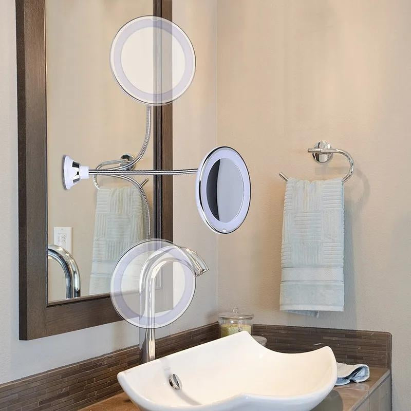 miroir grossissant mural et lumineux - Miroir Flexible - Miroir Ventouse