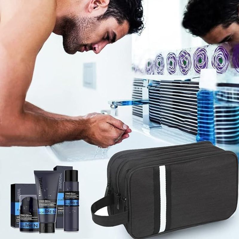 trousse de toilette homme voyage - Noir - Bleu Marine - Gris - Rouge