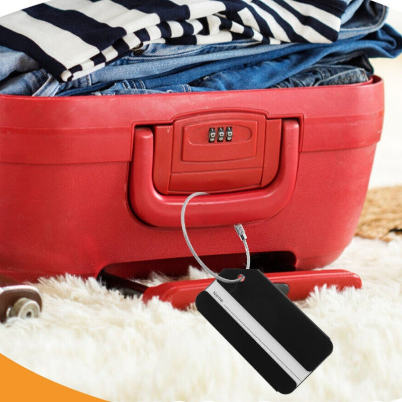 porte etiquette valise enfant - Bleu - Noir - Vert - Jaune - Rose - Rouge - Argent - Marron - Violet - Noir avec Motif Avion - Bleu avec Motif Avion - Jaune avec Motif Avion - Argent avec Motif Avion - Marron avec Motif Avion - Rouge avec Motif Avion - Violet avec Motif Avion