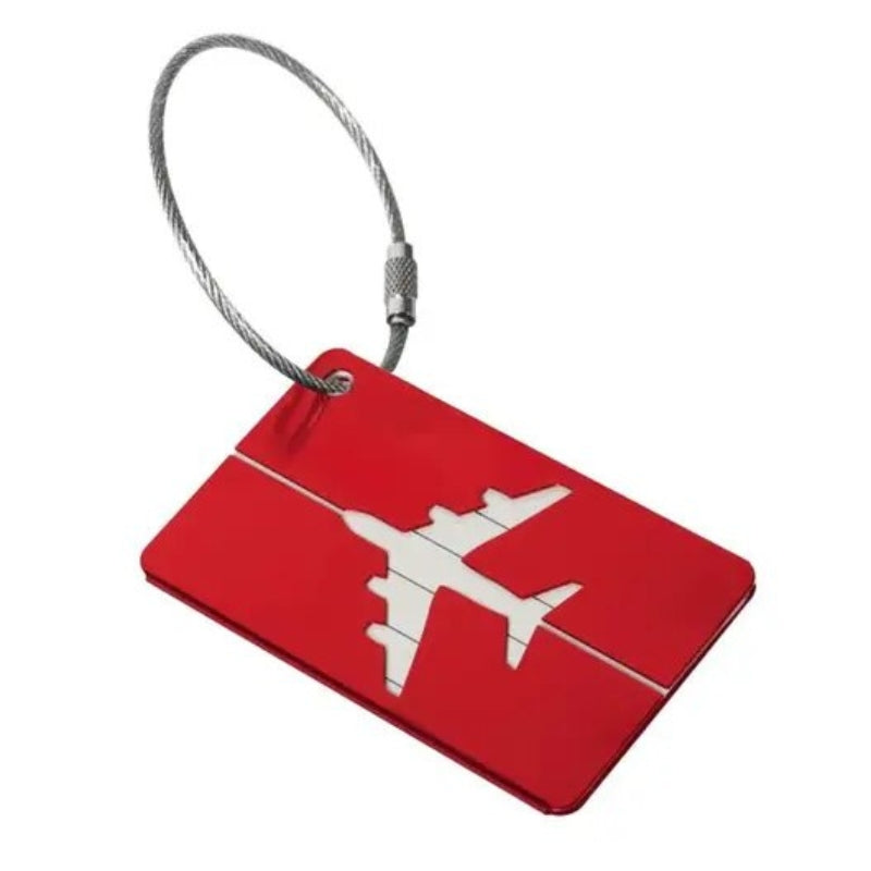 etiquette de valise - Rouge avec Motif Avion