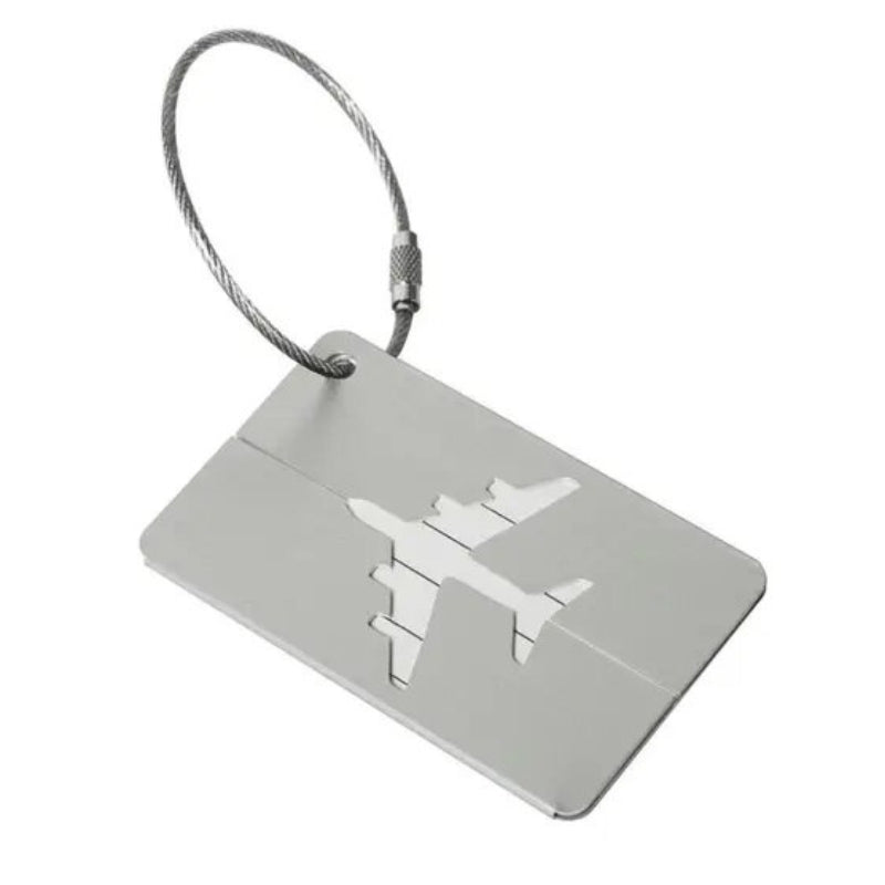 etiquette porte nom pour valise - Argent avec Motif Avion