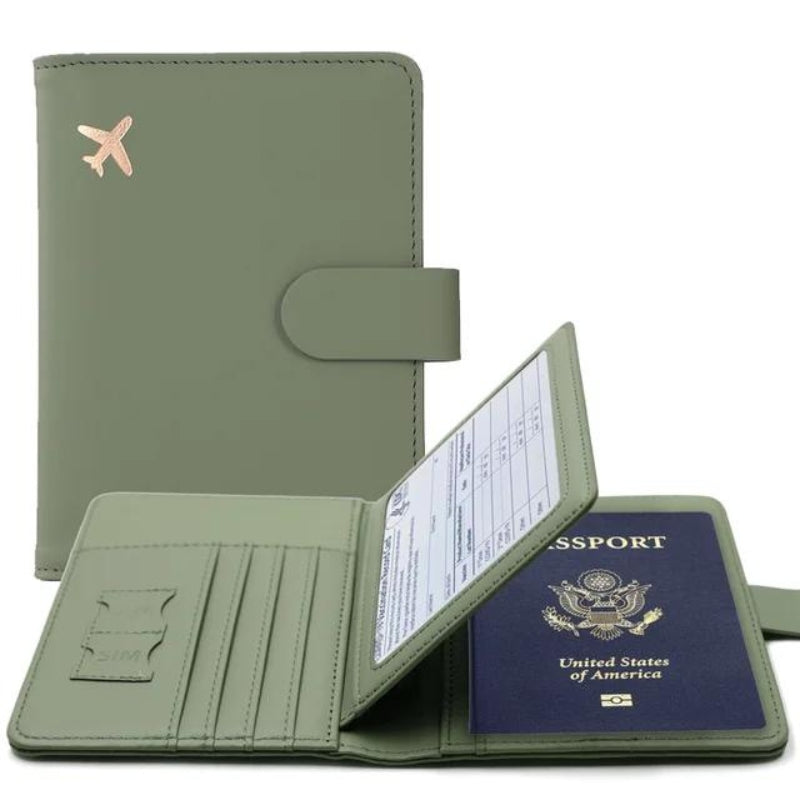 porte passeport en cuir - Vert