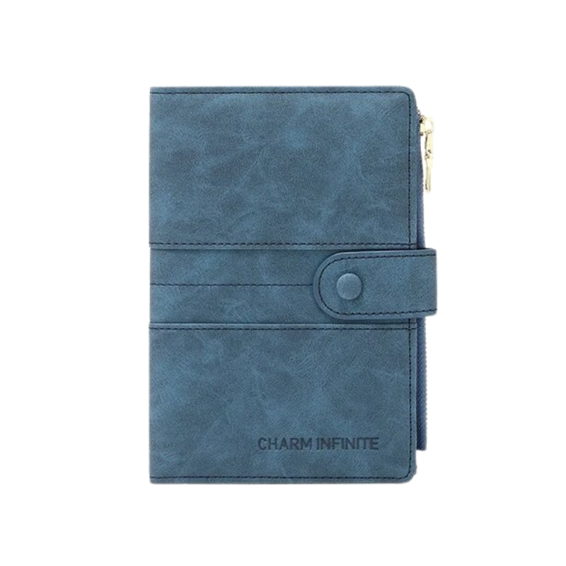 etui passeport en cuir - Bleu