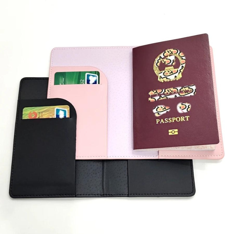 protège passeport femme - Ensemble Couple Noir et Rose
