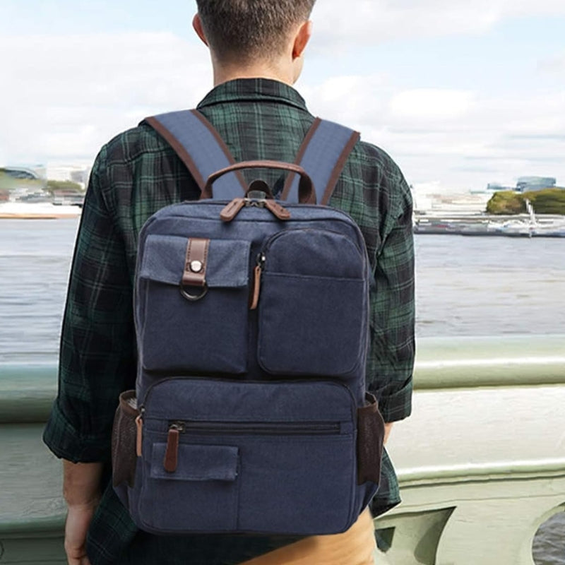 sac à dos toile vintage - Bleu foncé - Gris - Vert armée - Kaki