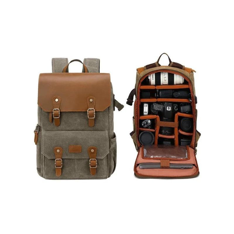 sac à dos appareil photo et ordinateur portable - Vert - Modèle 2
