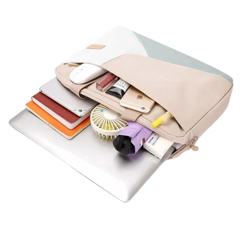sac d'ordinateur femme - Beige - Beige avec petite pochette