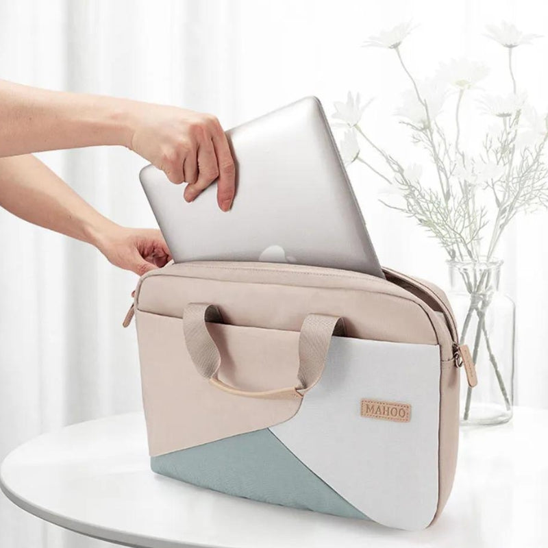 sac ordinateur élégant femme - Beige - Beige avec petite pochette