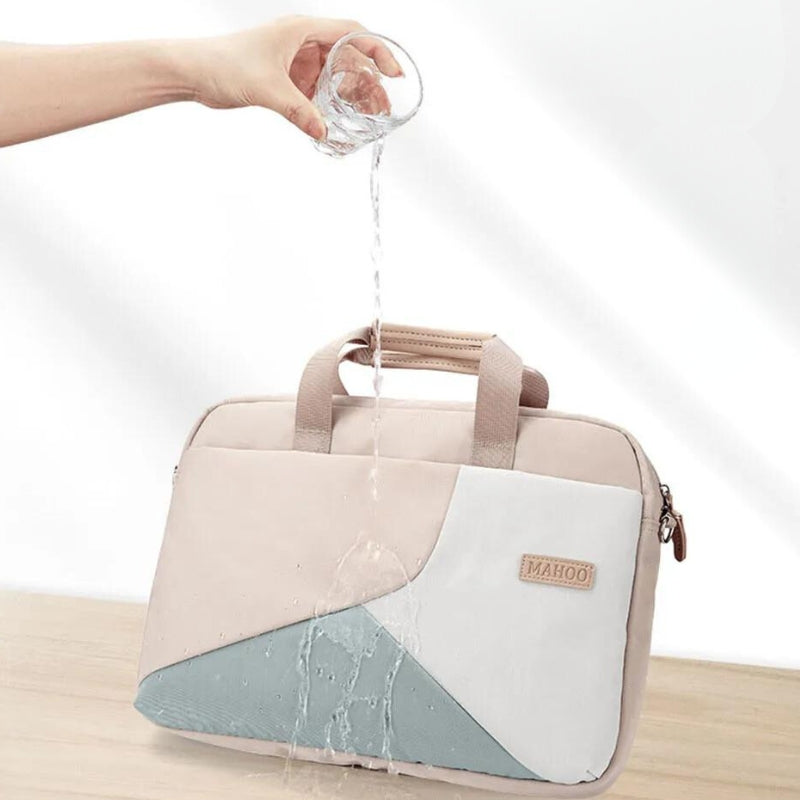 sac d'ordinateur pour femme - Beige - Beige avec petite pochette