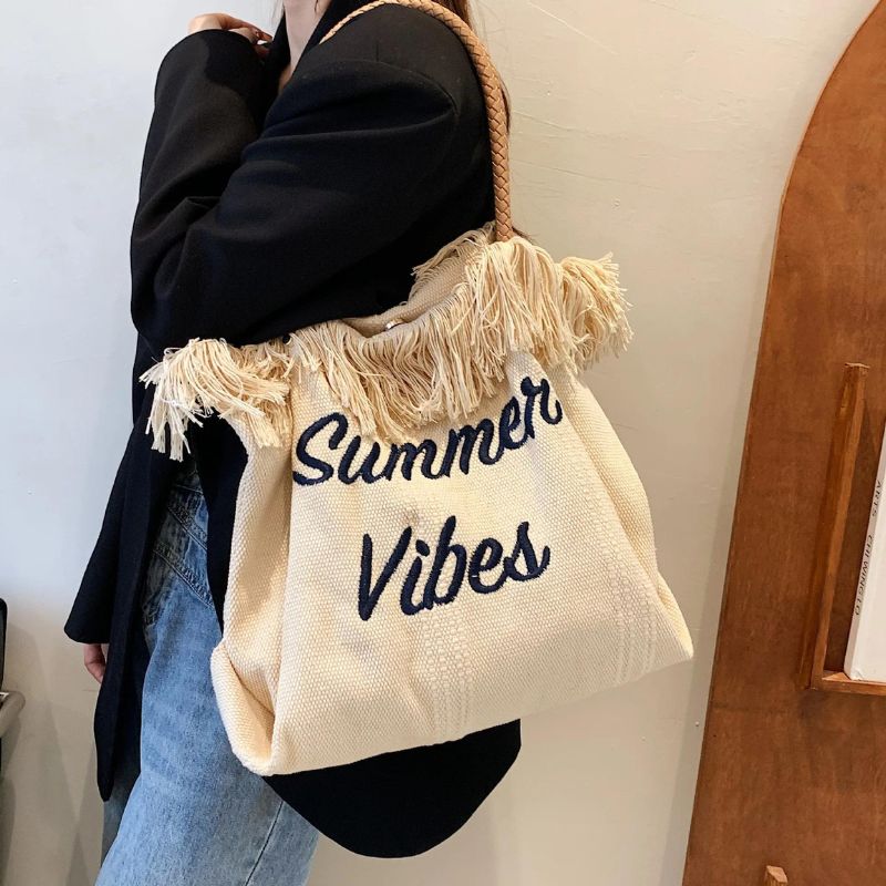 sac de plage femme luxe - Blanc crème - Noir - Vert - Beige - Rose