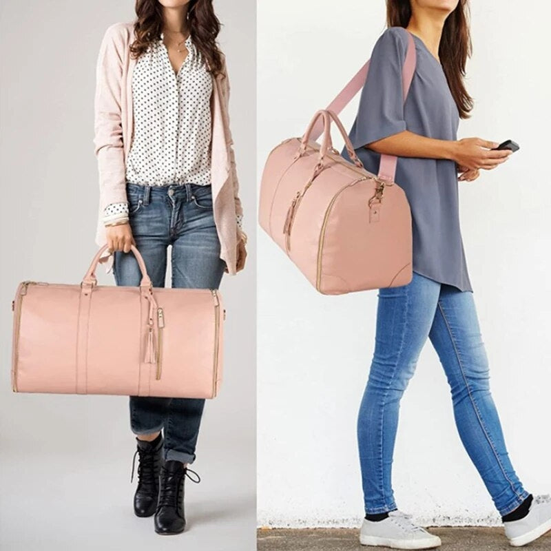 sac de voyage cuir femme luxe - Beige - Noir - Rose