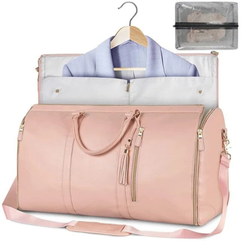 sac de voyage en cuir pour femme - Beige - Noir - Rose