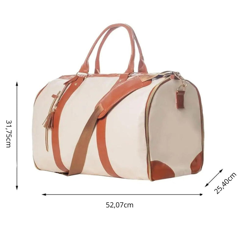 Sac de Voyage en Simili Femme gros plan fermeture zippée - Beige - Noir - Rose