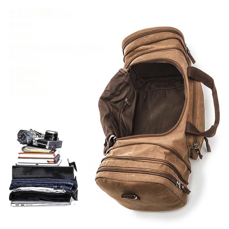 sac voyage toile homme - Marron café - Vert - Noir - Gris Foncé - Beige