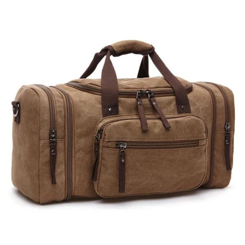 sac de voyage homme en toile - Marron café 