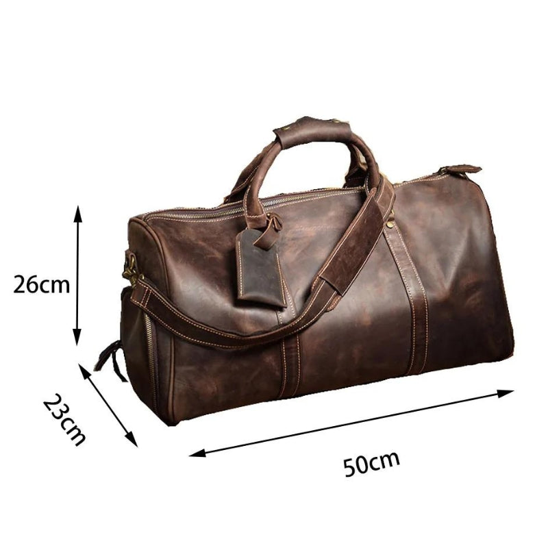 Sac pour Homme en Cuir dimensions indiquées - Marron - Noir