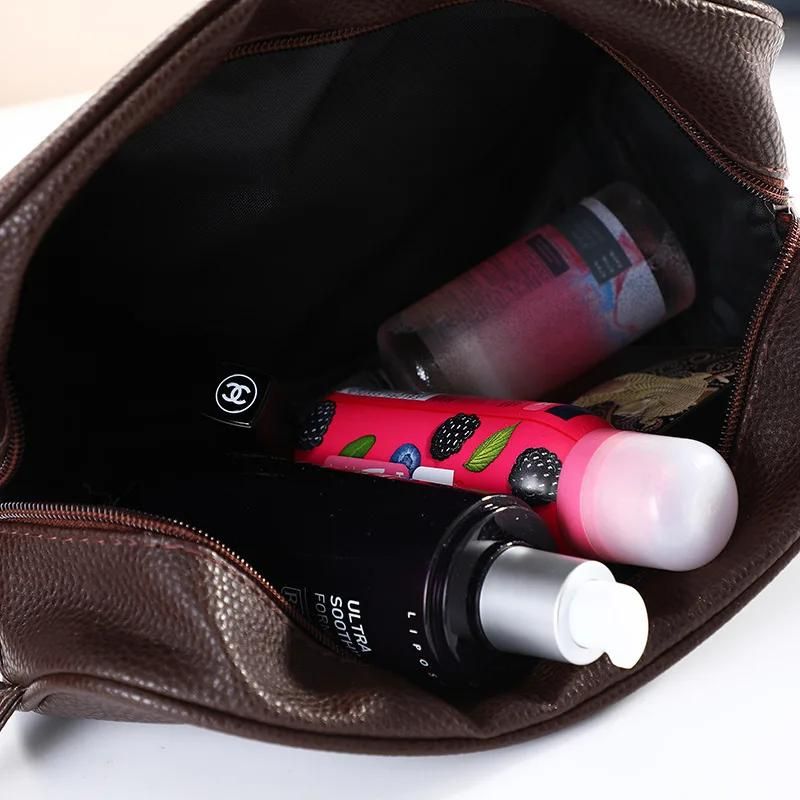 trousse pour homme en cuir - Marron - Noir - Bleu
