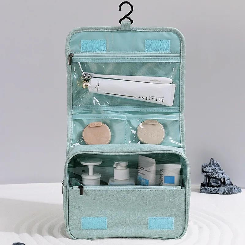 trousse de toilette pliable à suspendre - Noir - Bleu Clair - Bleu - Rose - Gris - Marron