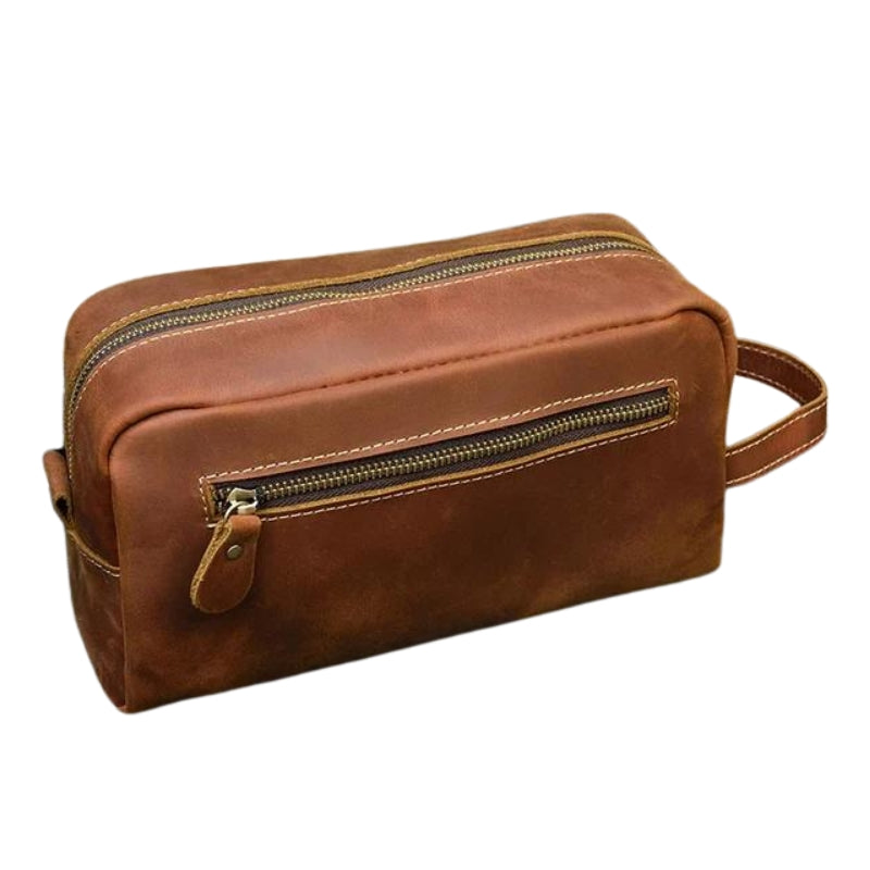 trousse de toilette cuir homme luxe - Marron Clair - Modèle 2