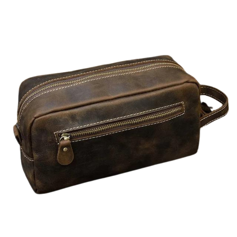trousse de toilette pour homme en cuir - Marron Foncé - Modèle 2