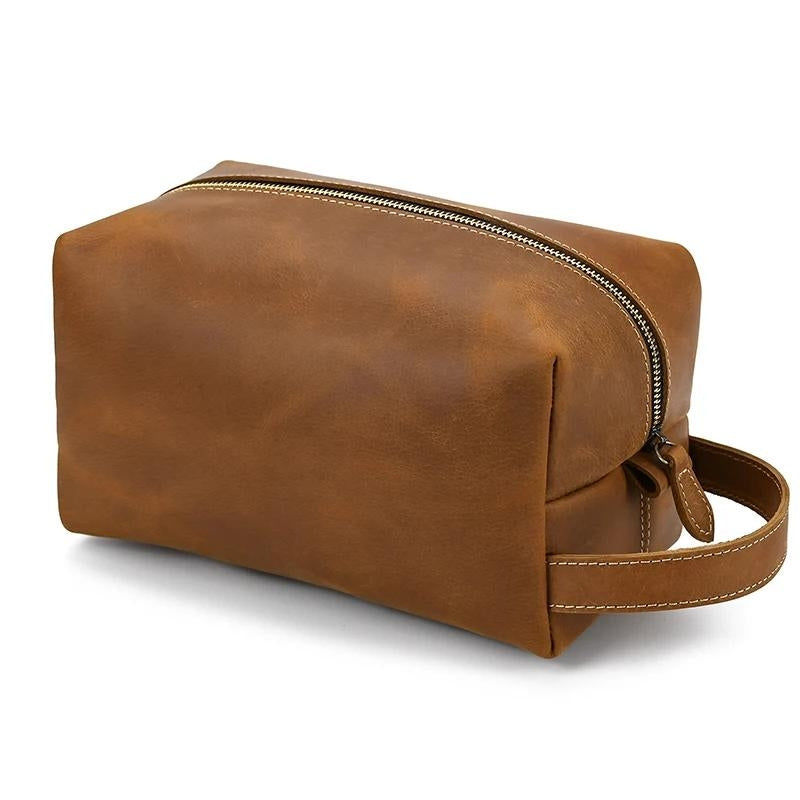 trousse en cuir pour voyage en avion - Marron Clair
