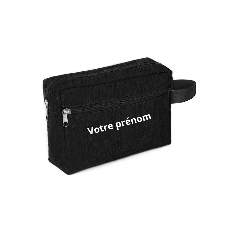 trousse de toilette personnalisée homme - Noir - Avec Gravure Personnalisée