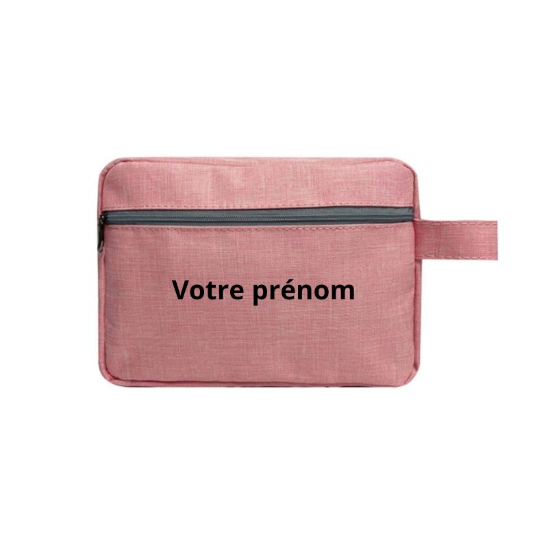 trousse de toilette brodée - Rose