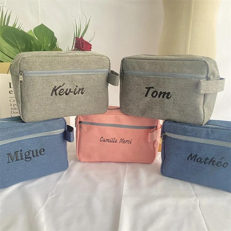 trousse de toilette personnalisable femme - Bleu - Noir - Rose - Gris
