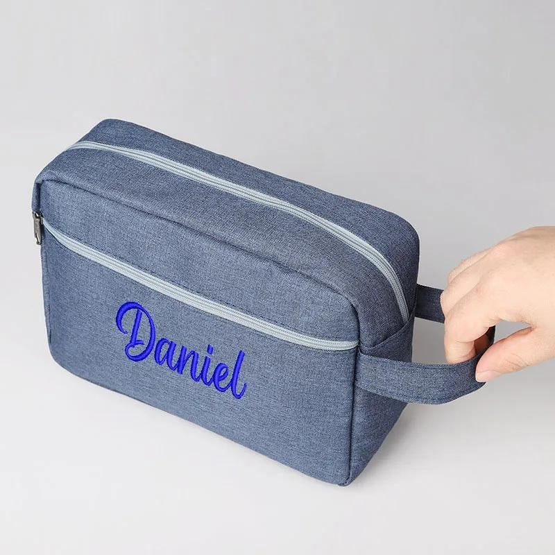 trousse de toilette personnalisée prénom - Bleu - Noir - Rose - Gris