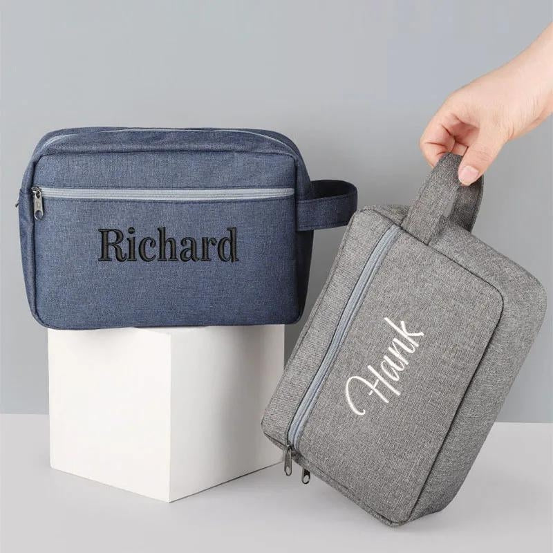 trousse de toilette avec prenom - Bleu - Noir - Rose - Gris