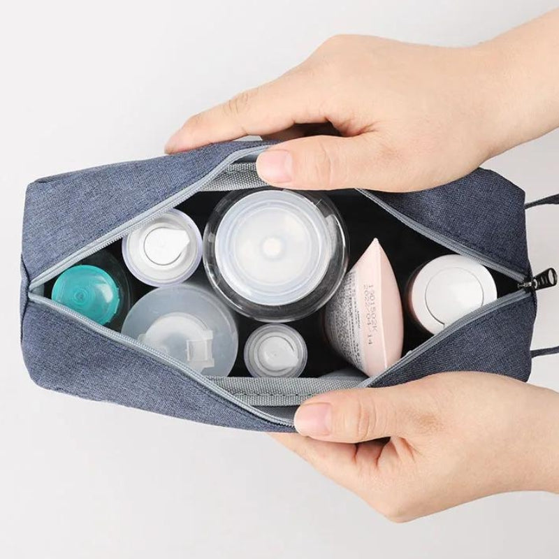 trousse de toilette brodée prénom - Bleu - Noir - Rose - Gris