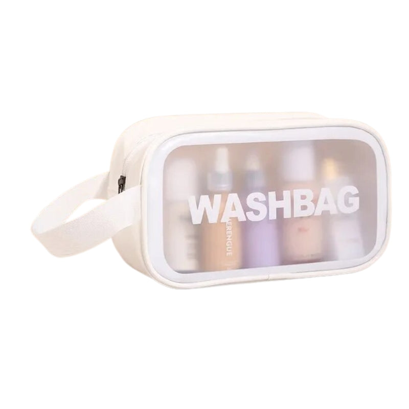 trousse de toilette maquillage pochette zippée transparente - Blanc - M