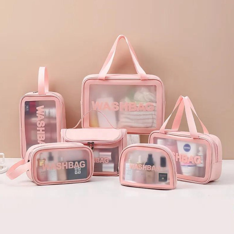 trousse transparente maquillage - Noir - Blanc - Rose